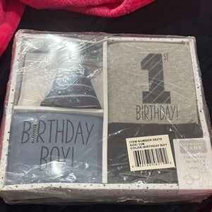 Hudson Baby Birthday Boy Set - Blue and Gray